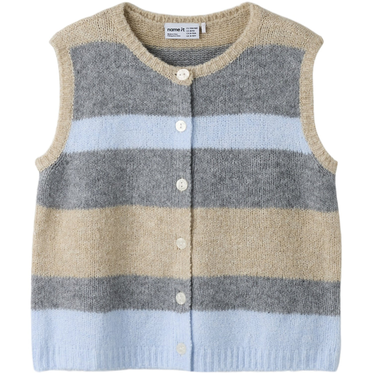 Name It Subdued Blue Nkfluci Loose Stickad Väst