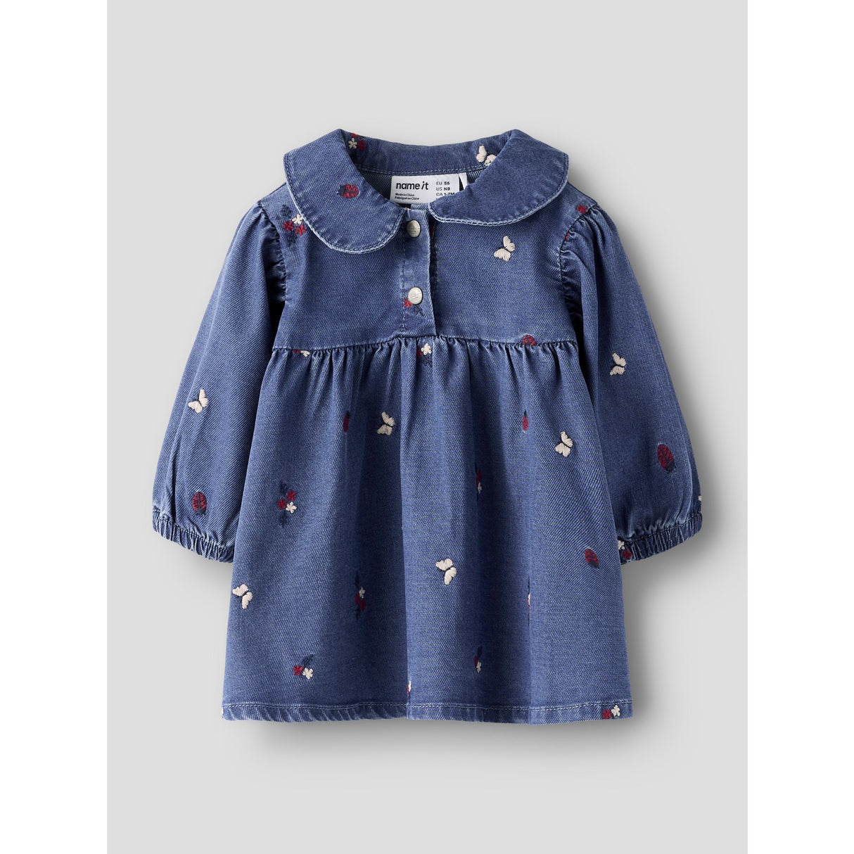 Name It Medium Blue Denim Nature Nbfalva Ls Dnm Emb Klänning 5321-Yb