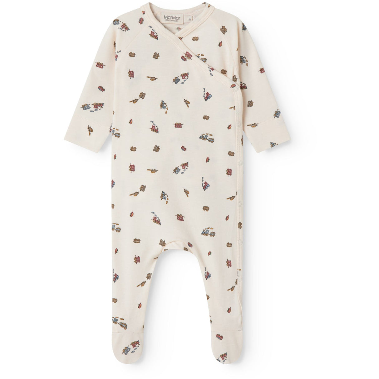 MarMar Newborn Modal Smooth Print Trains Rubello Onesie