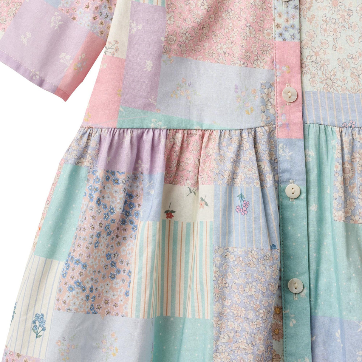 Wheat Patchwork Flowers Klänning S/S Annabell