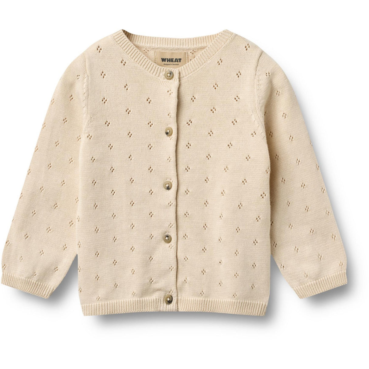 Wheat Sandshell Stickad Cardigan Maia