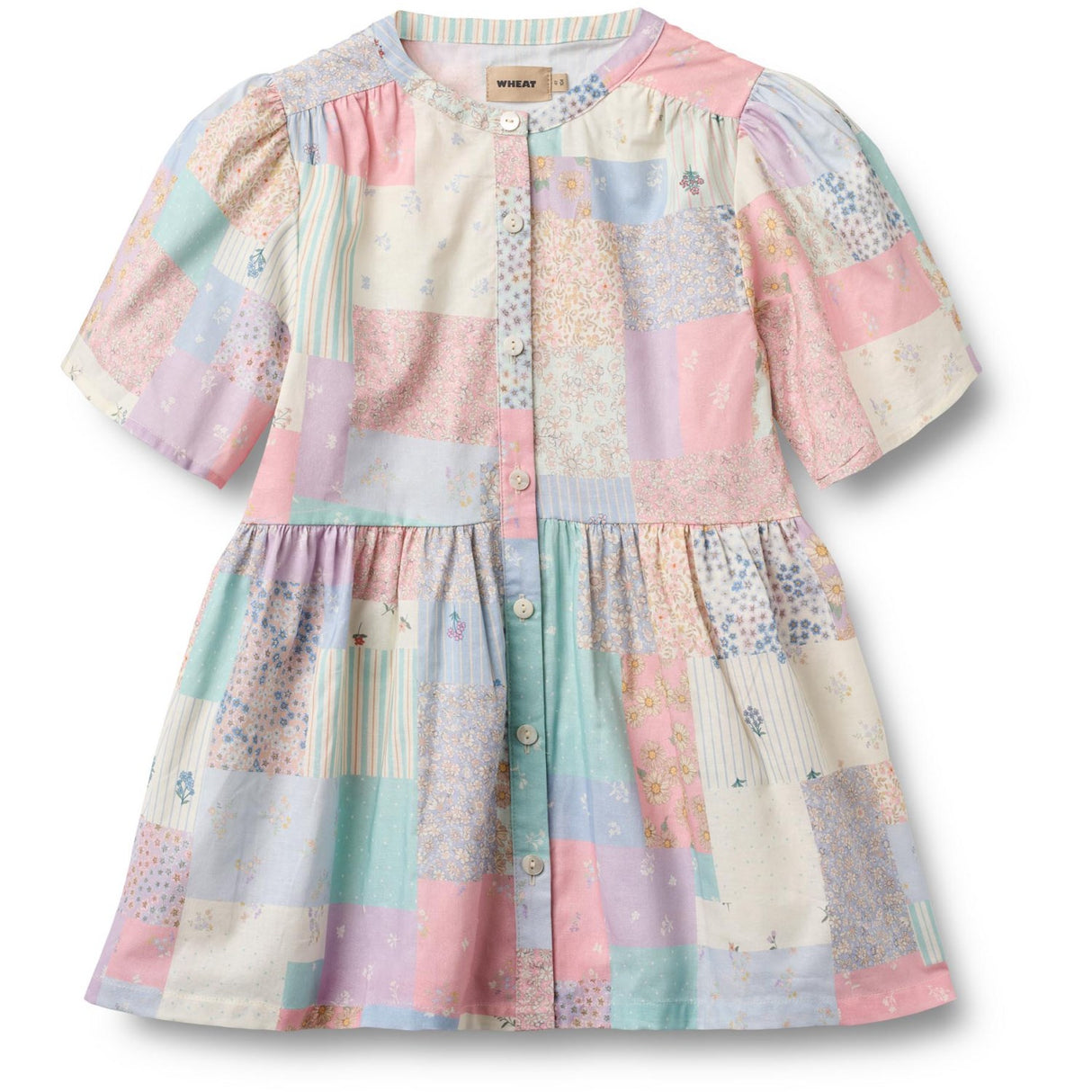 Wheat Patchwork Flowers Klänning S/S Annabell