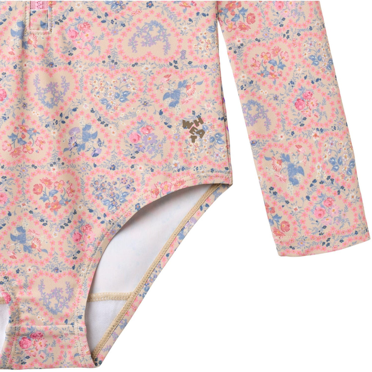 Wheat Pink Heart Flowers Baddräkt L/S Margot