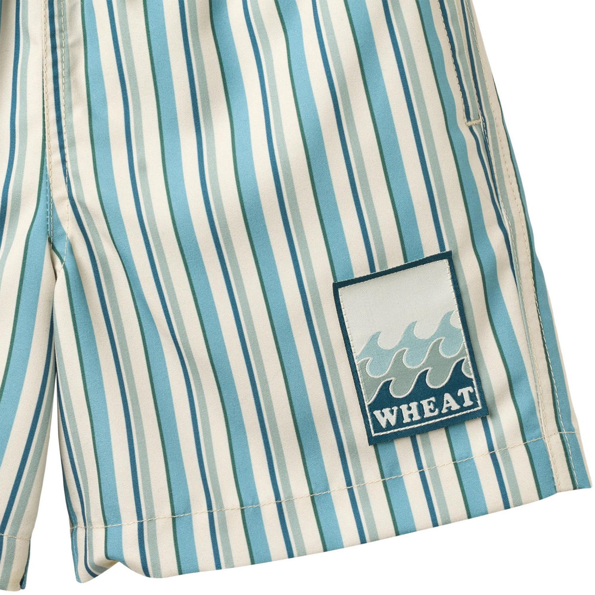Wheat Aqua Stripe Swim Trunk Hansi Badge