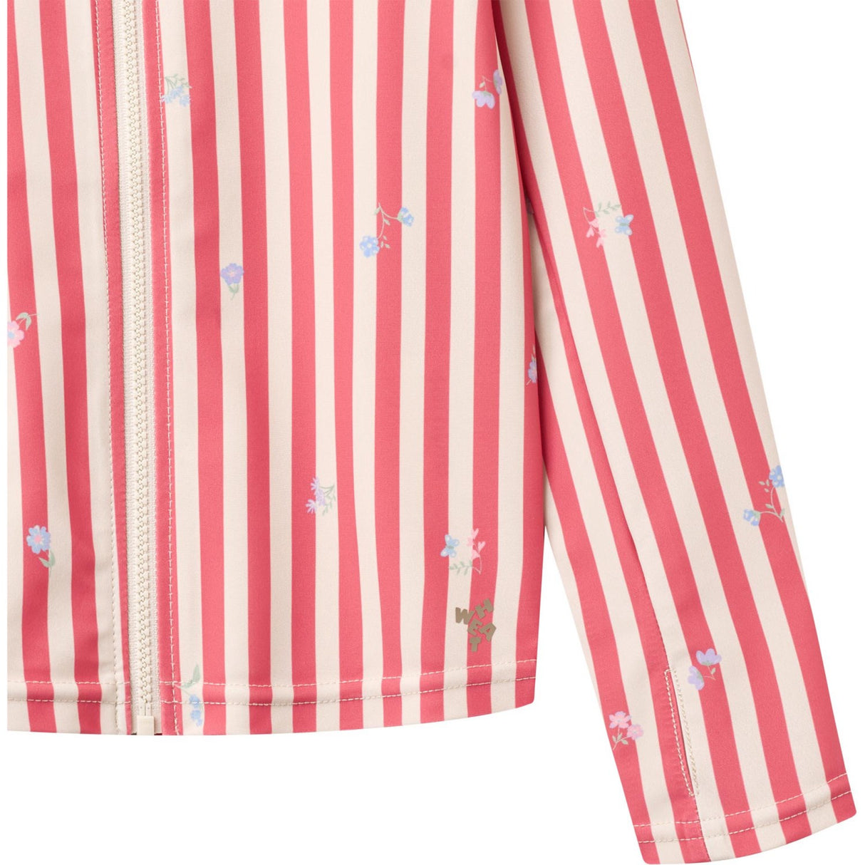 Wheat Red Stripe Flowers Swim T-shirt L/S Zip Ada