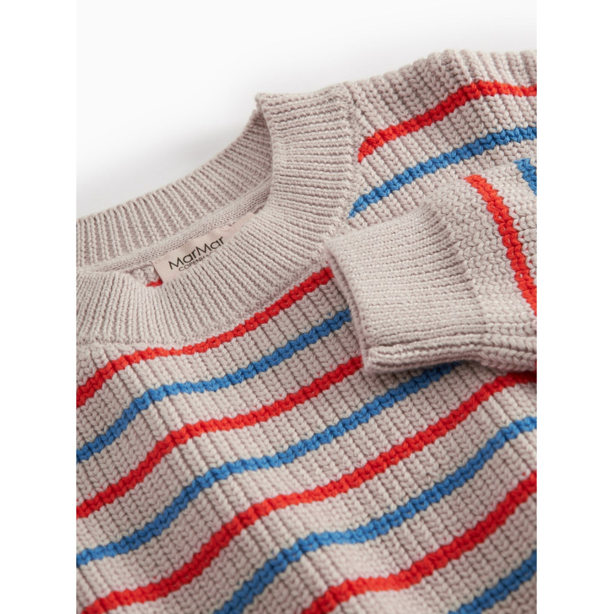 MarMar Cotton Knit EA Stripe Tomato Mix Stripe Teno Stickad Blus