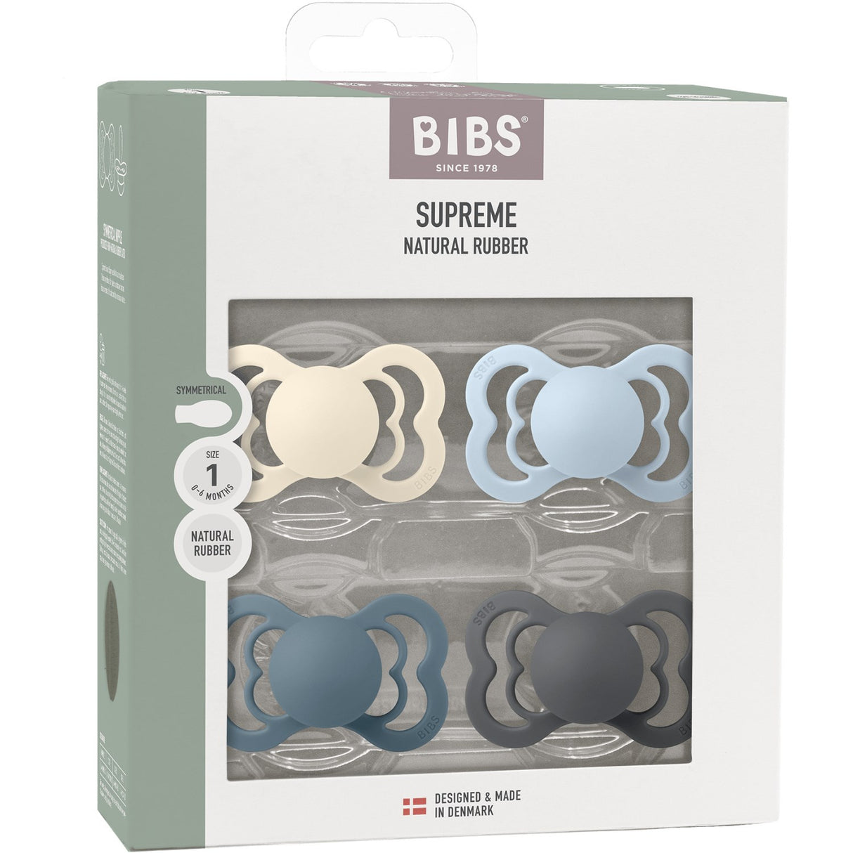 Bibs Ivory/Baby Blue/Petrol/Iron Napp Supreme 4-Pack Latex