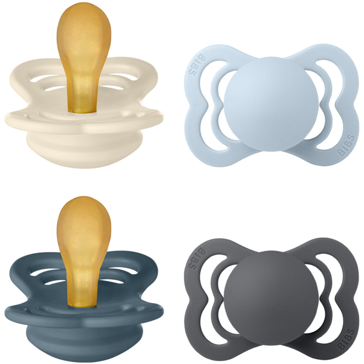 Bibs Ivory/Baby Blue/Petrol/Iron Napp Supreme 4-Pack Latex