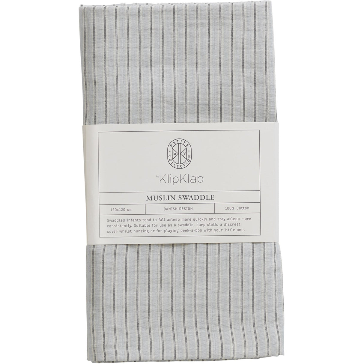 by KlipKlap Moon Grey Alfred Stripe Muslinfilt