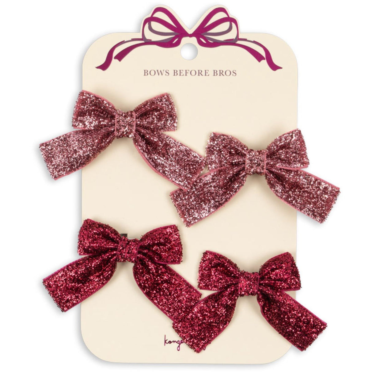 Konges Sløjd Pink Mix 4 Pack Glitter Rosett Hair Clips