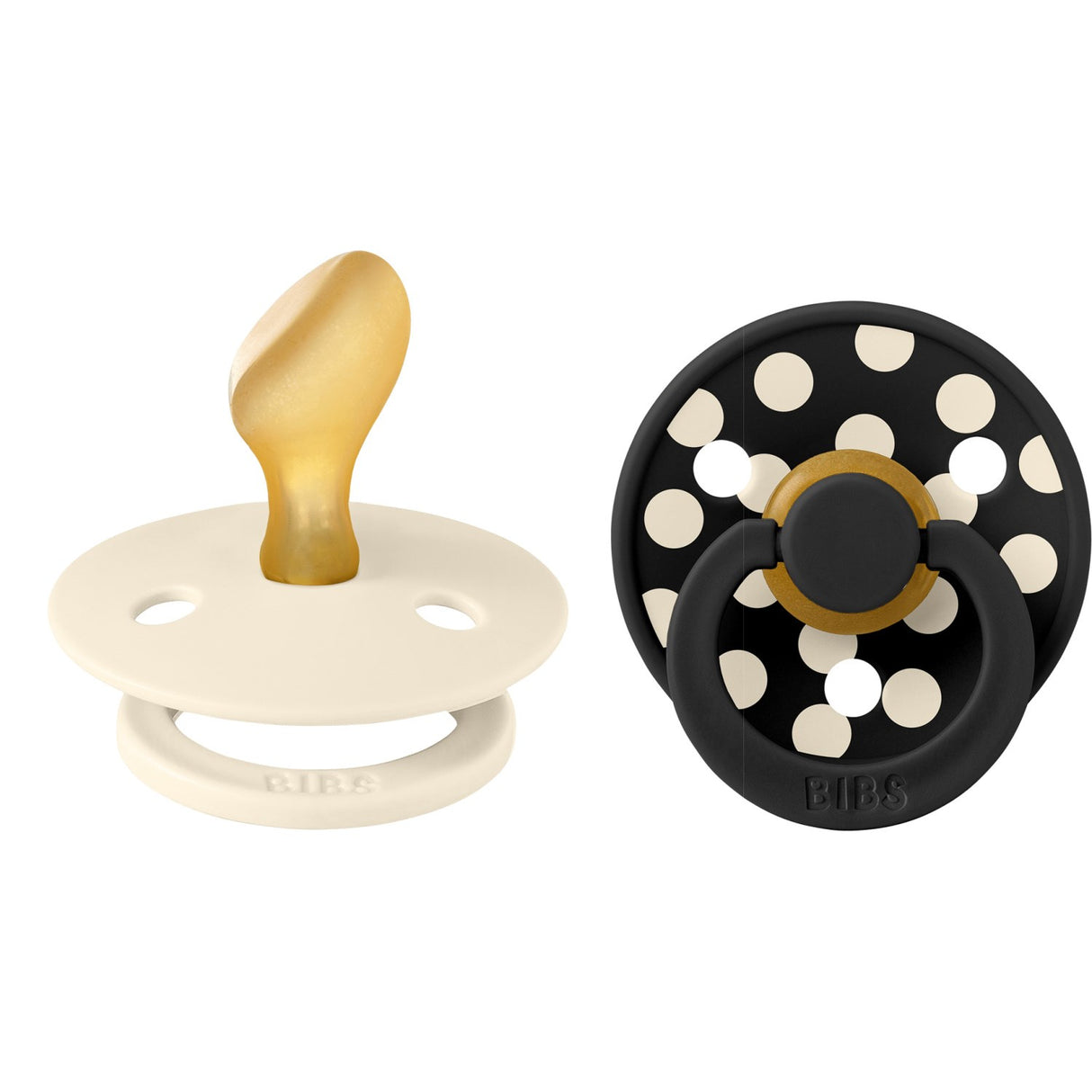 Bibs Ivory/Black Napp Studio Colour 2-Pack Polka Anatomical Latex