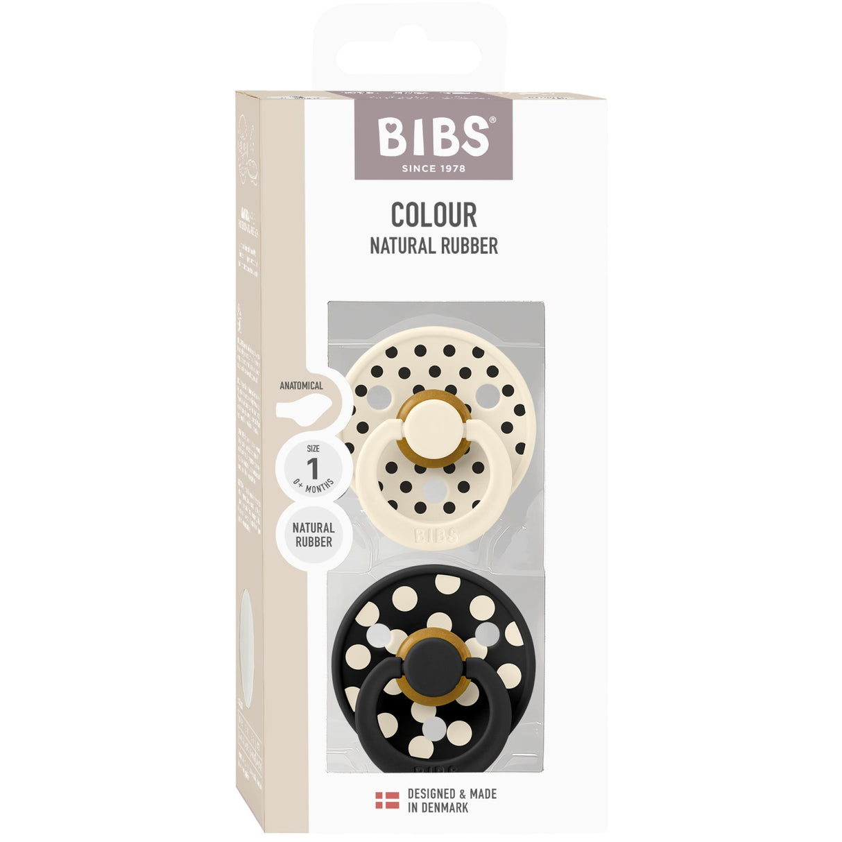 Bibs Ivory/Black Napp Studio Colour 2-Pack Polka Anatomical Latex