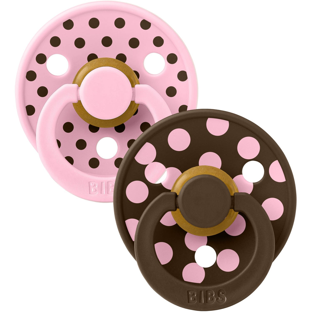 Bibs Baby Pink/Mocha Napp Studio Colour 2-Pack Polka Latex
