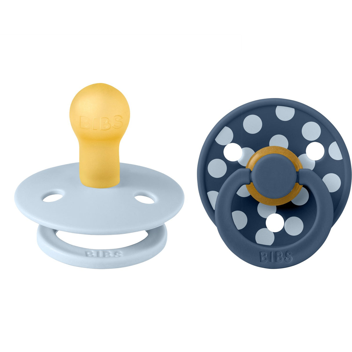Bibs Baby Blue/Steel Blue Napp Studio Colour 2-Pack Polka Latex