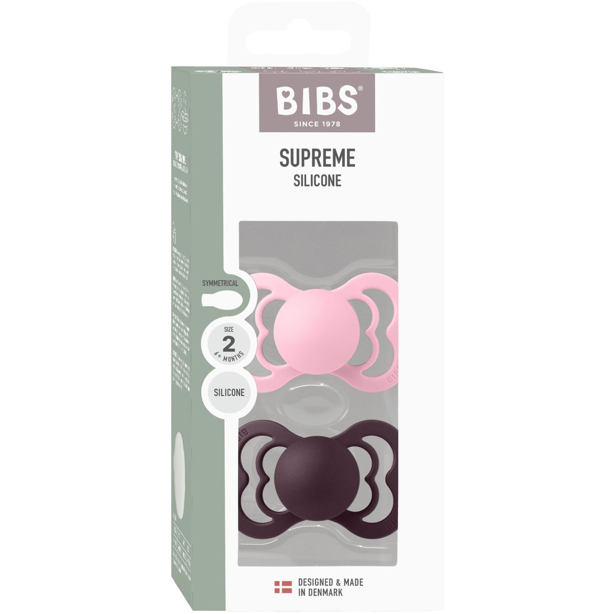 Bibs Baby Pink/Plum Napp Supreme 2-Pack Silikon
