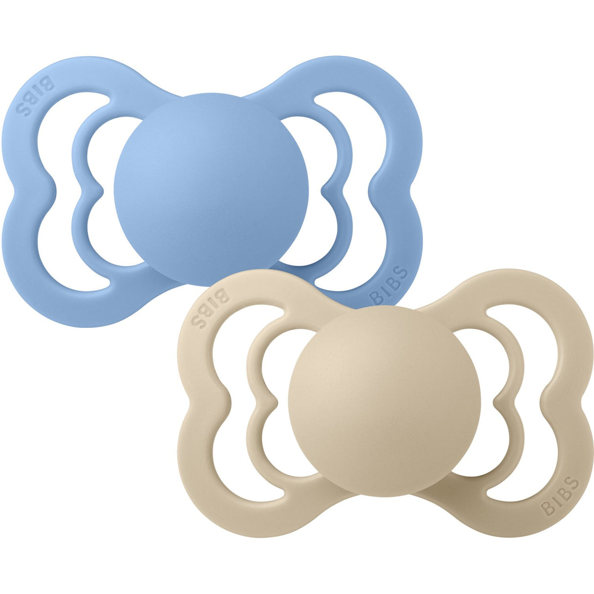 Bibs Vanilla/Sky Blue Napp Supreme 2-Pack Silikon