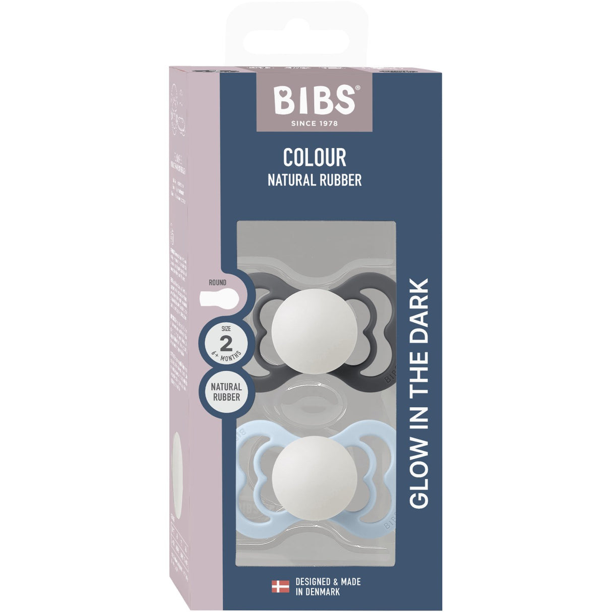 Bibs Iron Glow/Baby Blue Glow Napp Supreme 2-Pack Silikon