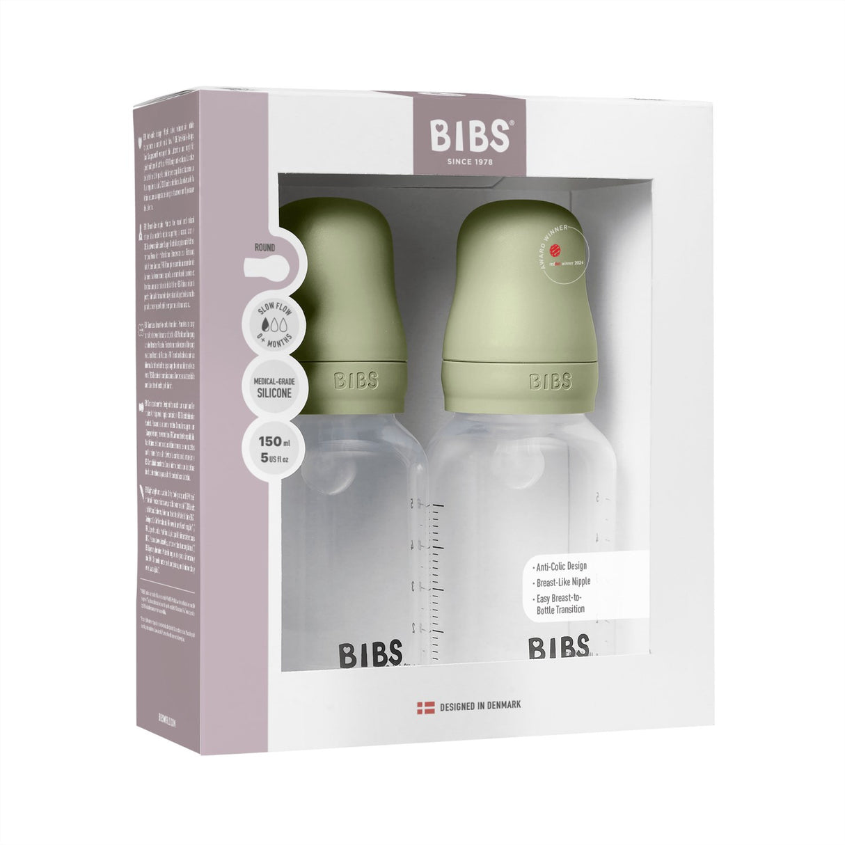 Bibs Sage Baby Flaska Round Silikon 2-Pack 150 Ml Slow Flow