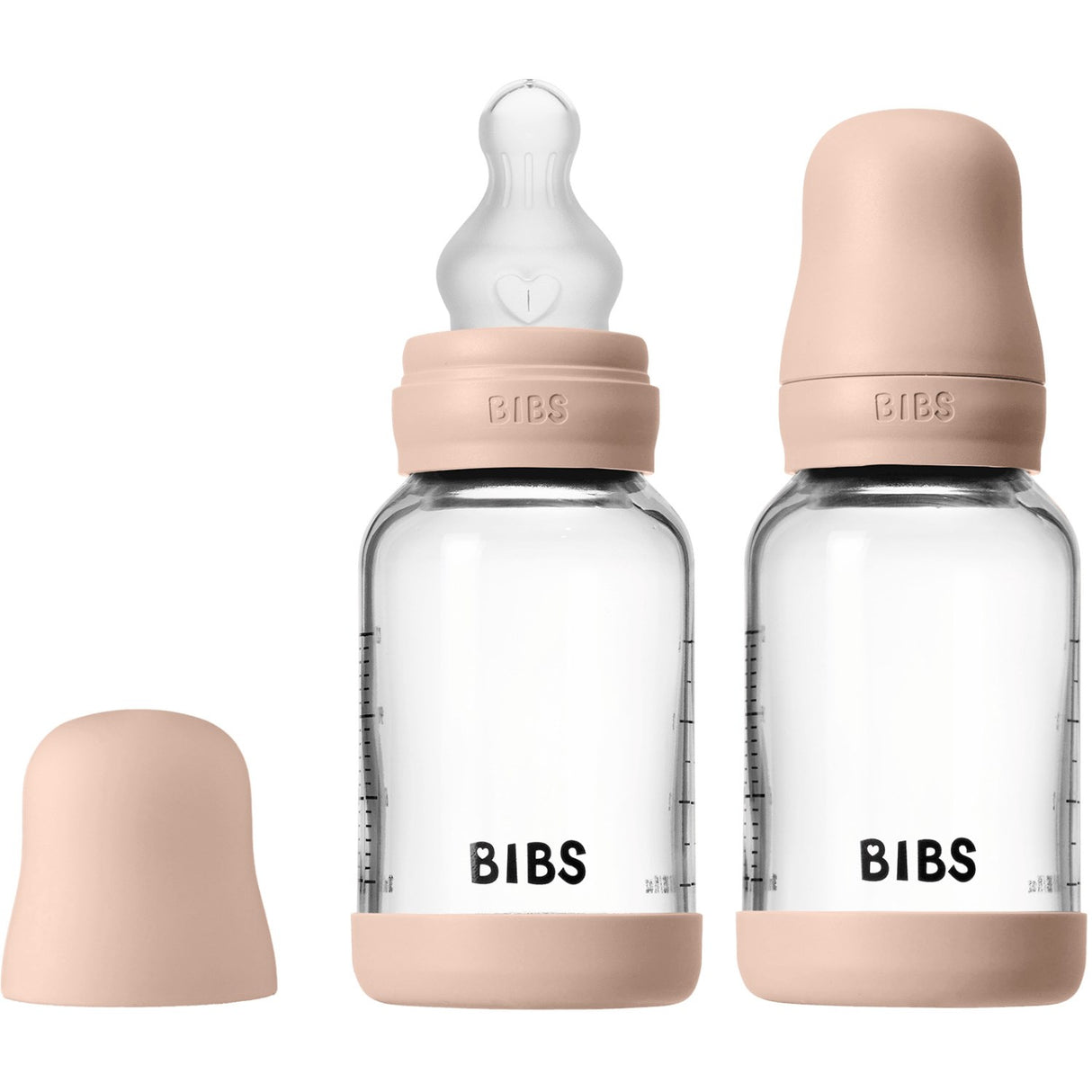 Bibs Blush Glass Baby Flaska Round Silikon 2-Pack 120 Ml Slow Flow
