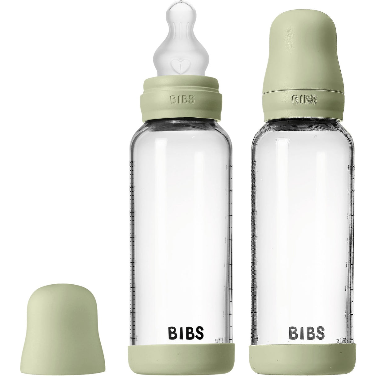 Bibs Sage Glass Baby Flaska Round Silikon 2-Pack 240 Ml Medium Flow