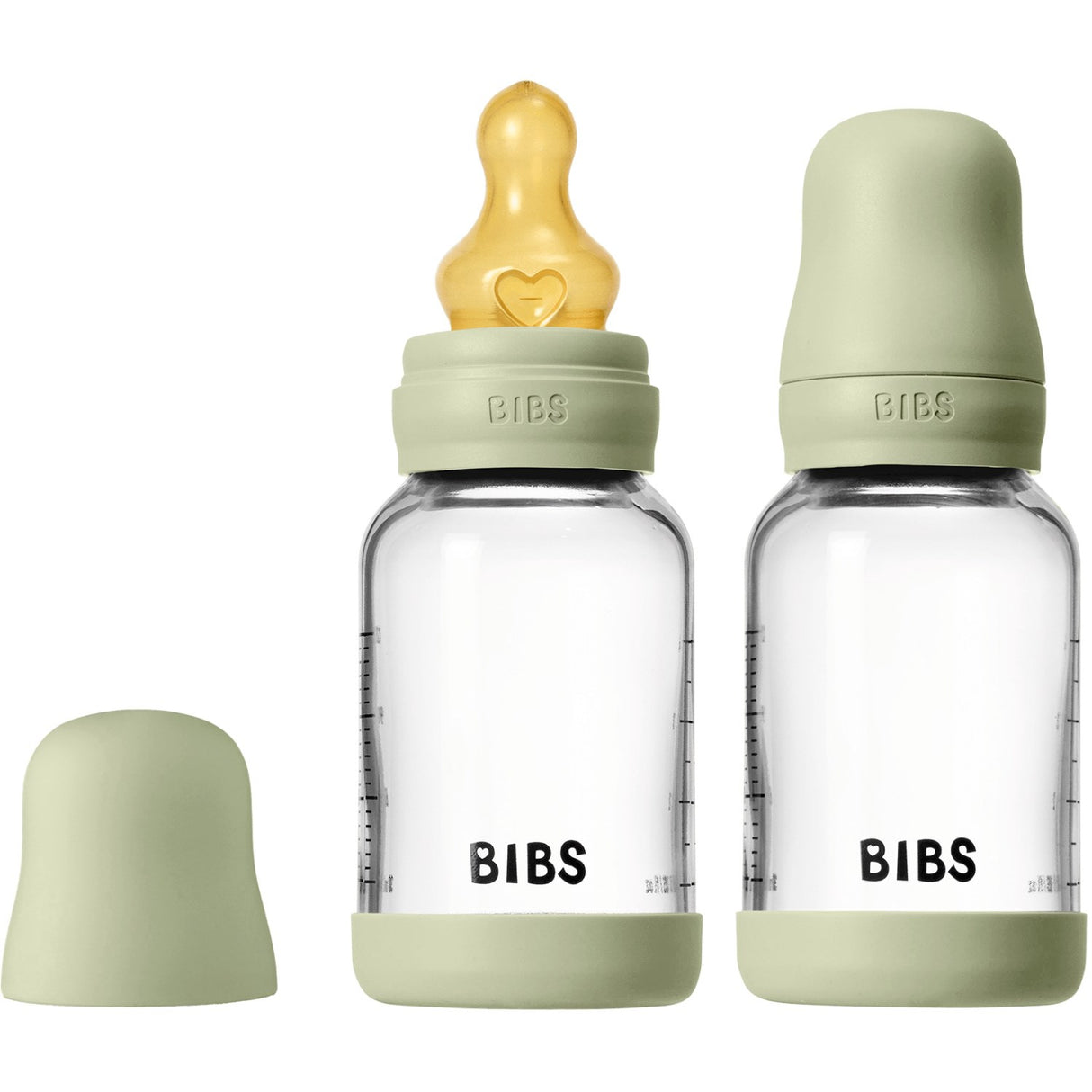 Bibs Sage Glass Baby Flaska Round Latex 2-Pack 120 Ml Slow Flow