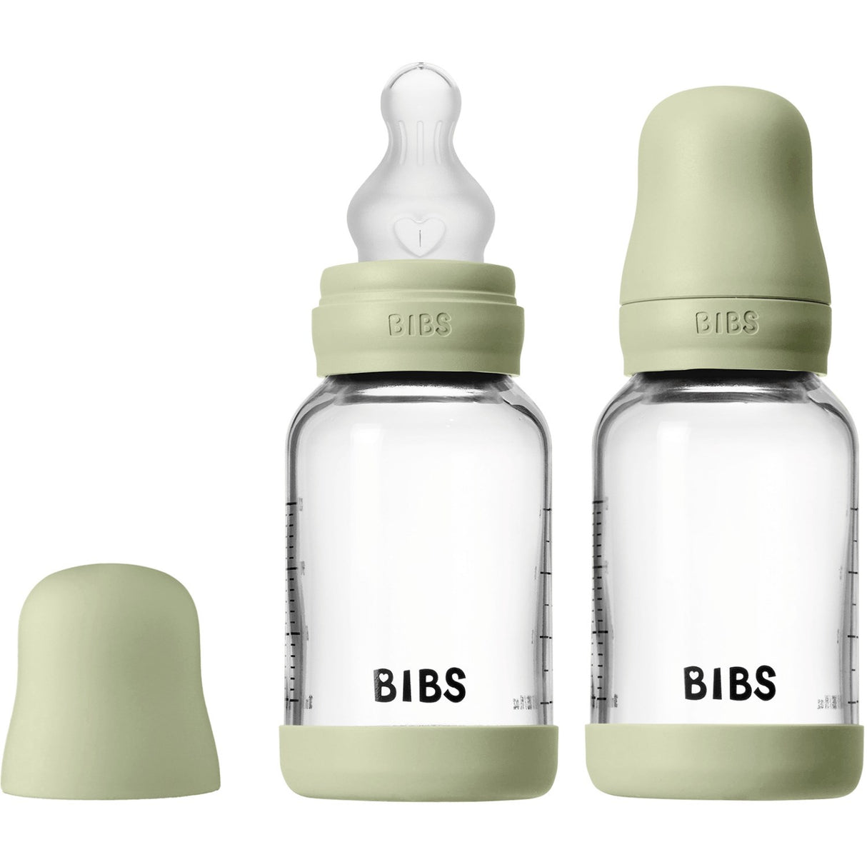 Bibs Sage Glass Baby Flaska Round Silikon 2-Pack 120 Ml Slow Flow