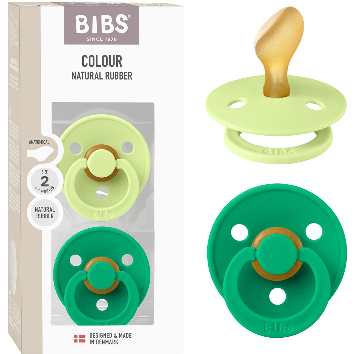 Bibs Matcha/Cactus Napp Colour 2-Pack Anatomical Latex