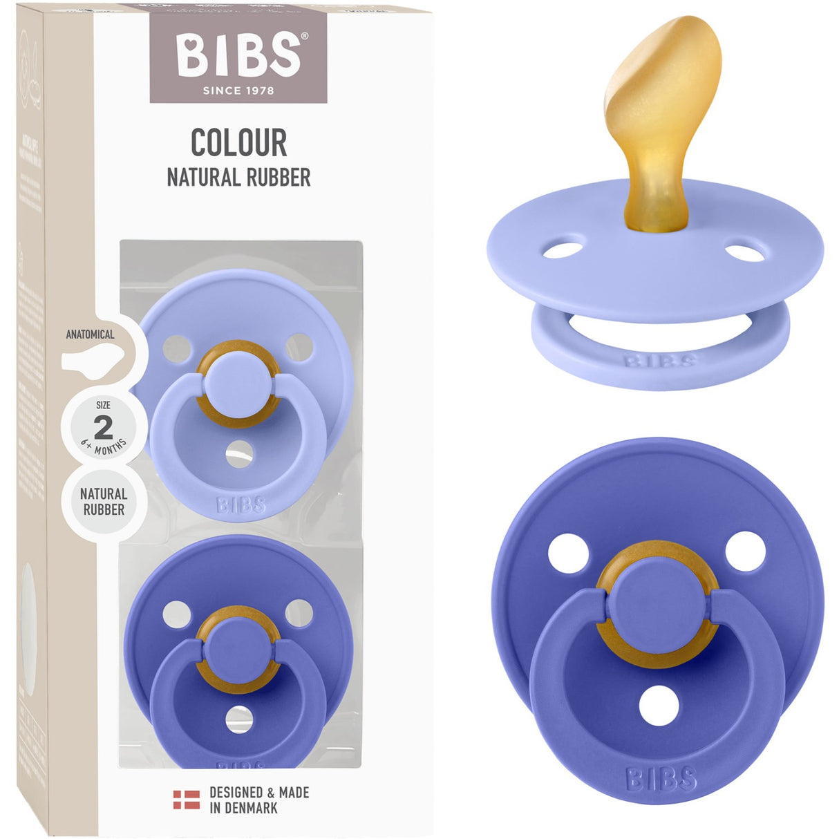 Bibs Hush/Grape Napp Colour 2-Pack Anatomical Latex