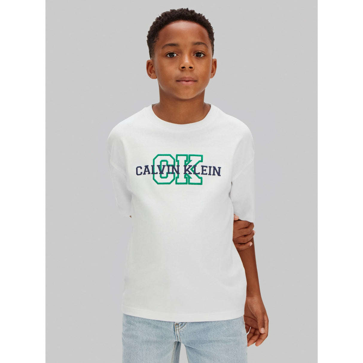 Calvin Klein White Varsity Logo Ss T-Shirt