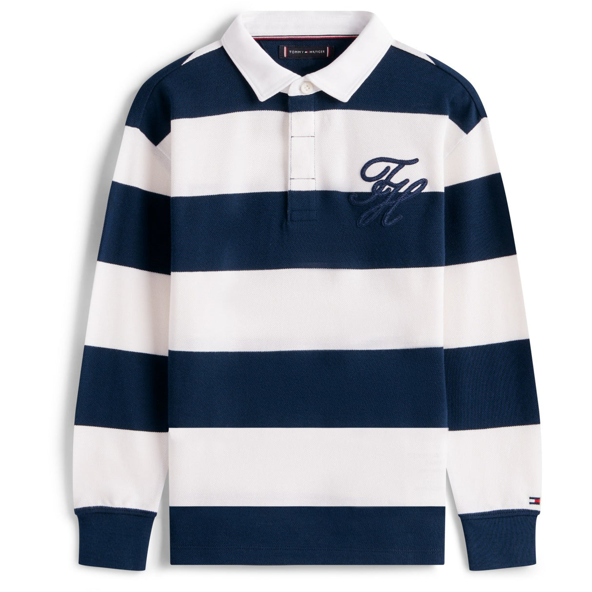 Tommy Hilfiger Dark Night Navy Stripe Th Script Graphic Rugby Pikétröja Ls