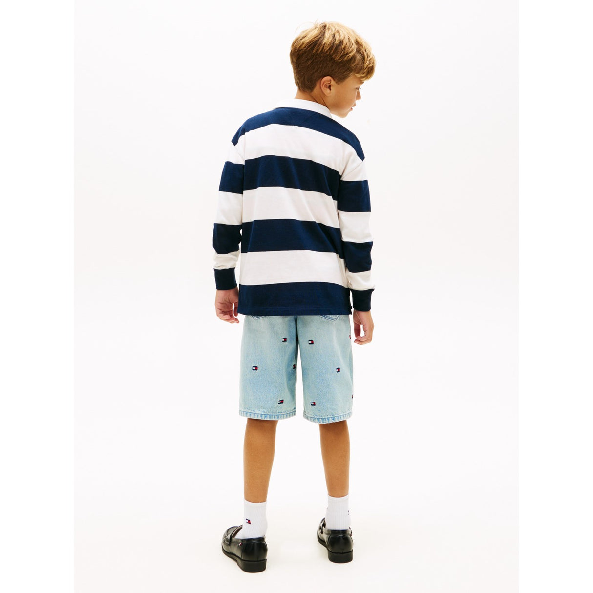 Tommy Hilfiger Dark Night Navy Stripe Th Script Graphic Rugby Pikétröja Ls