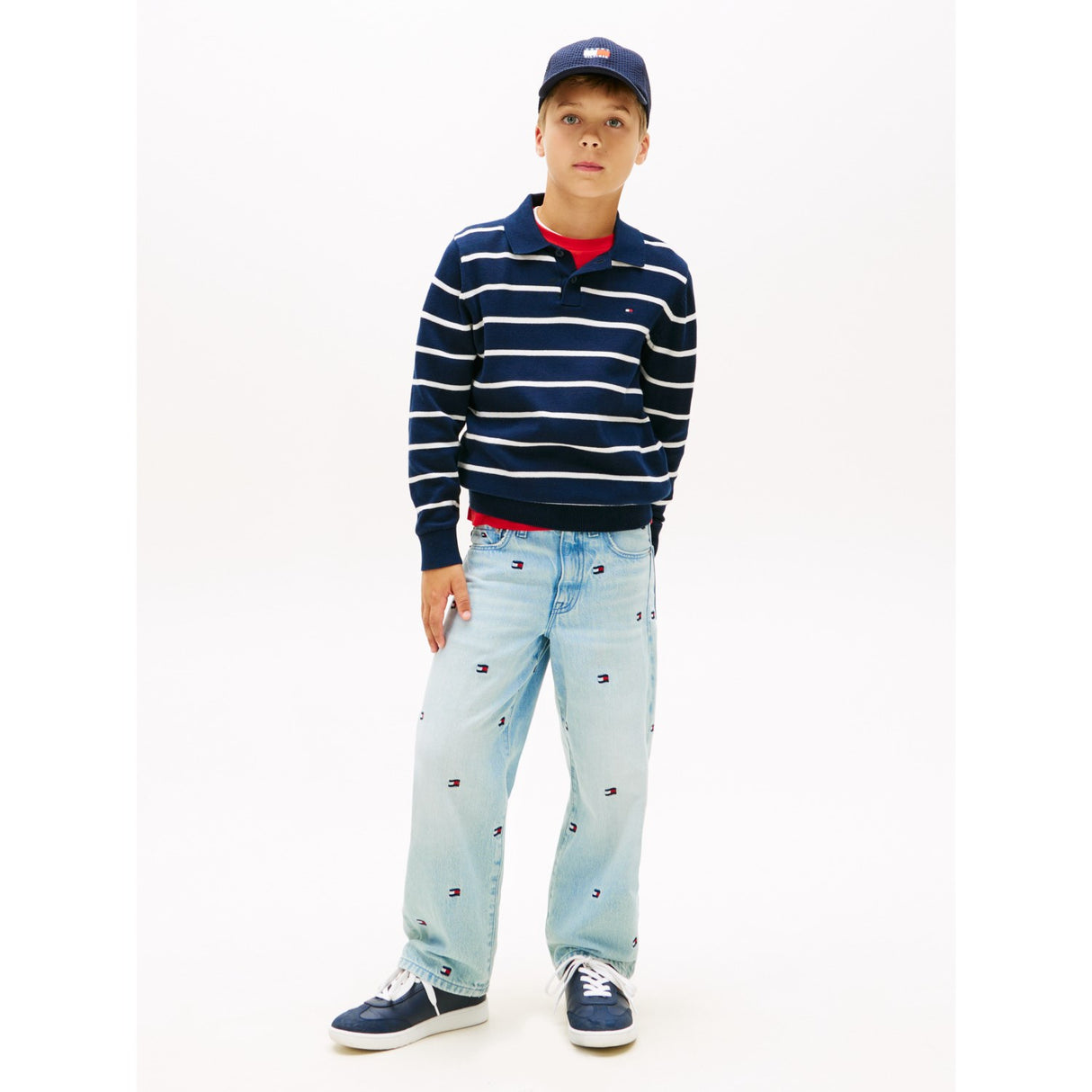 Tommy Hilfiger Dark Night Navy Stripe Pikétröja Krage Sweater Ls