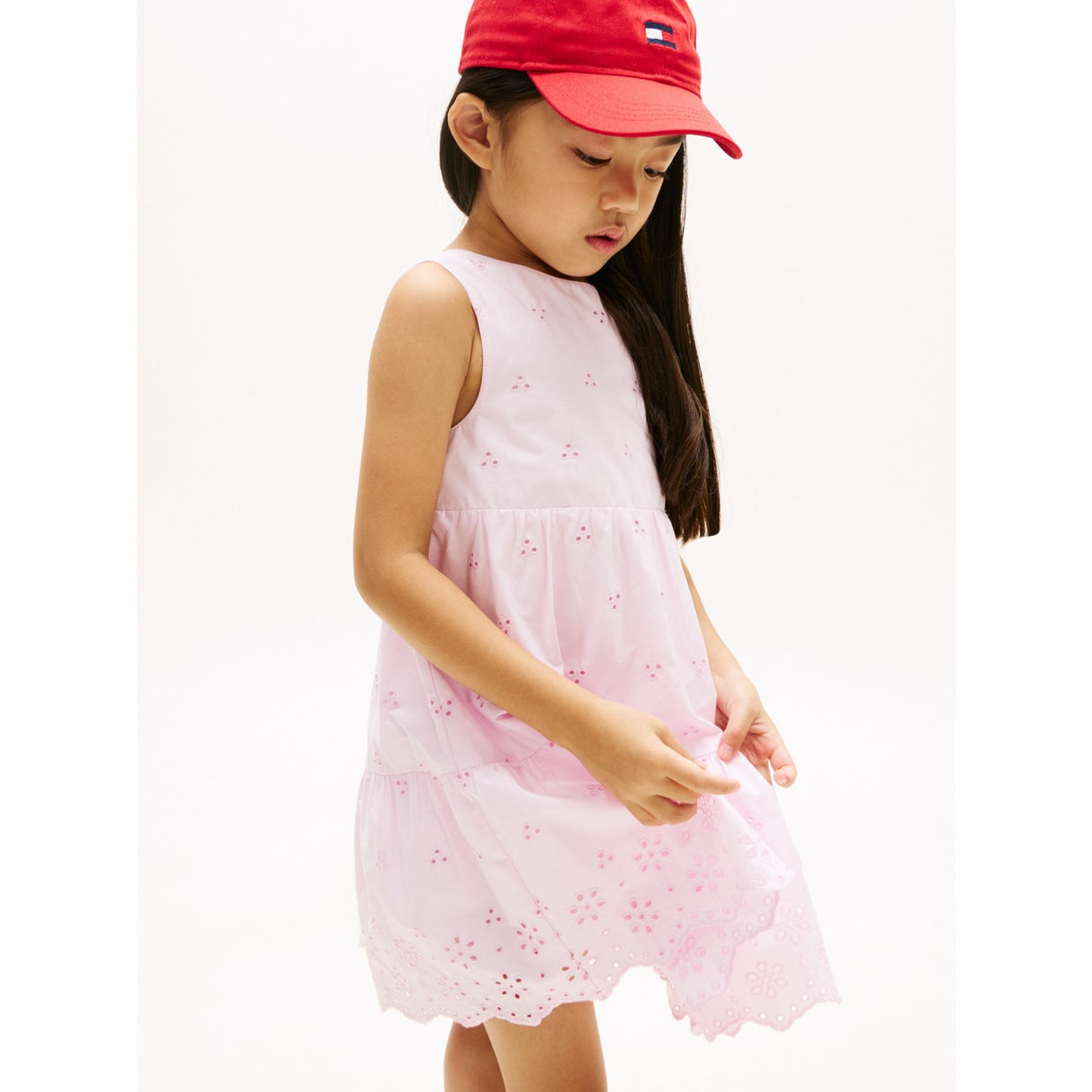 Tommy Hilfiger Pearly Pink Lg Broderie Anglaise Rosett Klänning