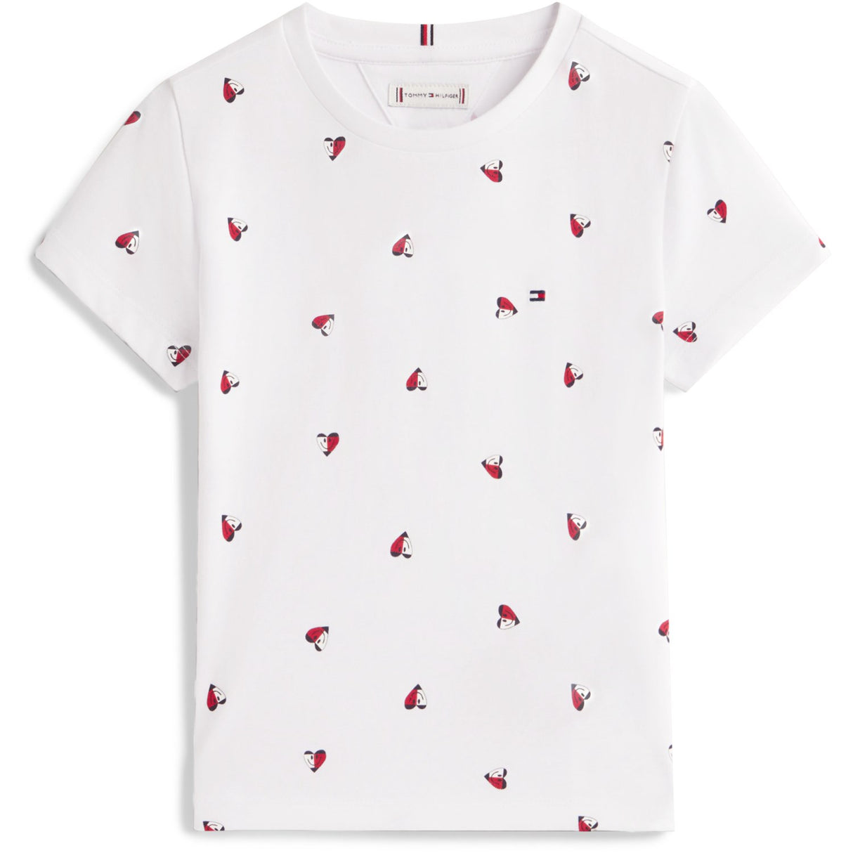 Tommy Hilfiger White Lg Aop Heart Tee Ss