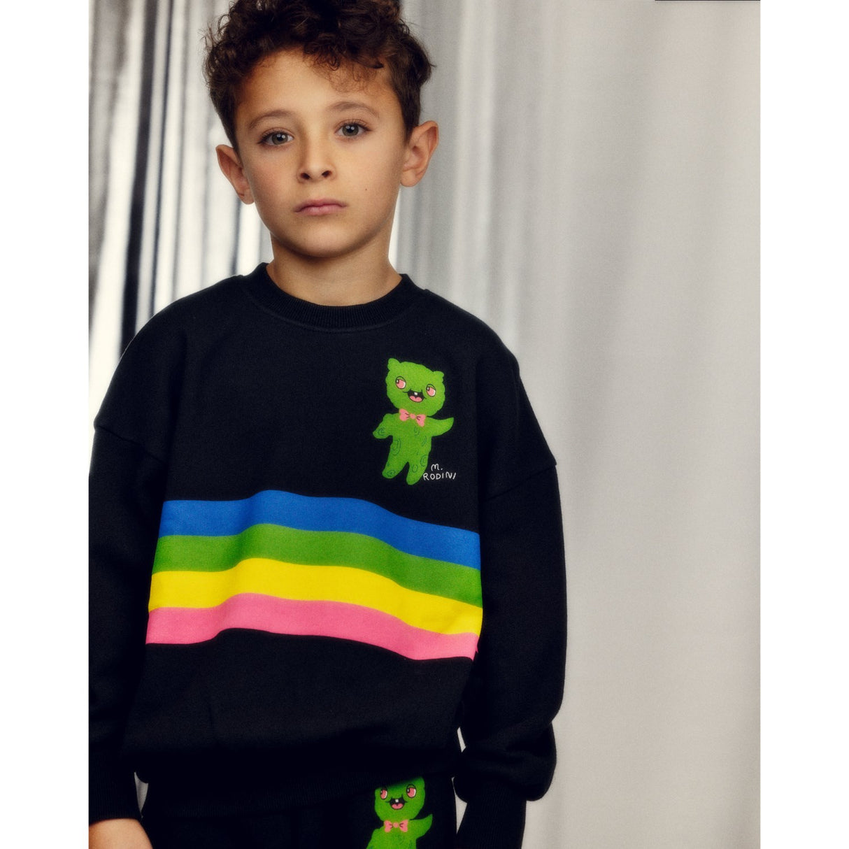 Mini Rodini Black Alien Stripe Sp Sweatshirt