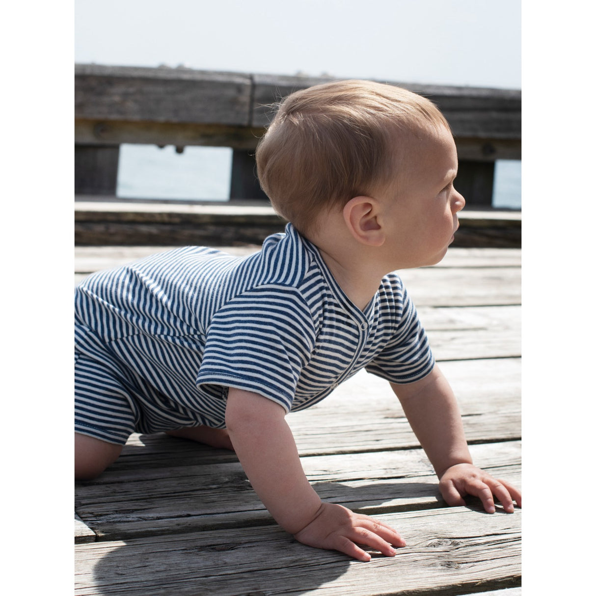 Serendipity Navy/Offwhite Baby Kort Dräkt Stripe