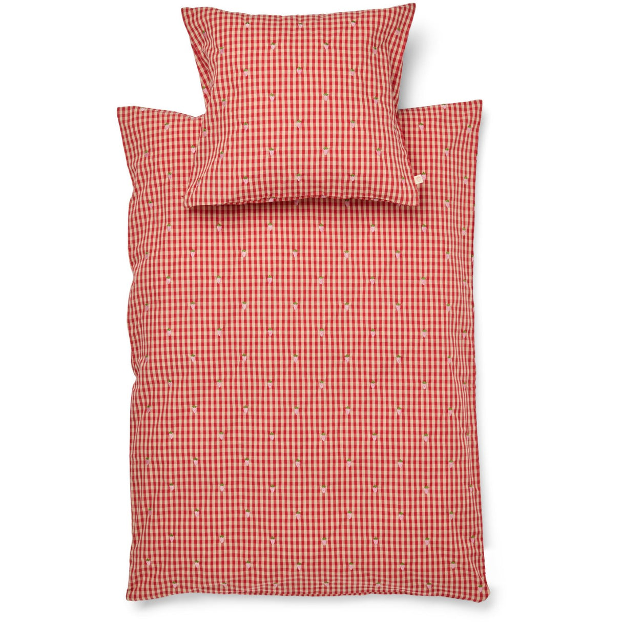 Flöss Red-pink Berry Gingham Molly Pineberry Täcke + Kudde