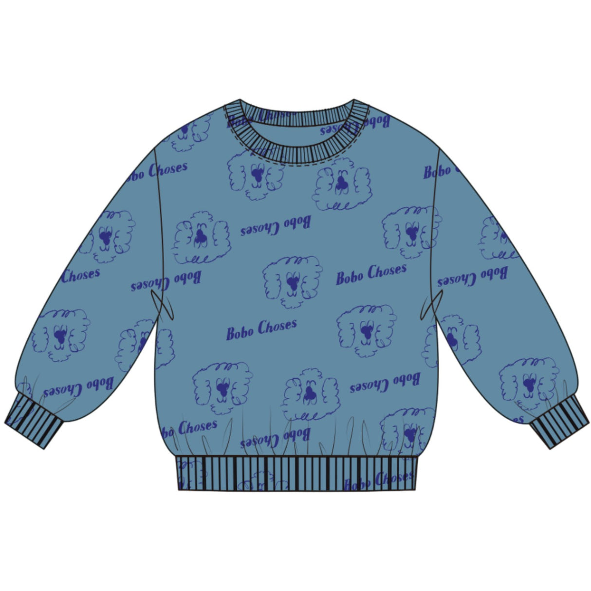 Bobo Choses Prussian Blue Pickles The Dog All Över Sweatshirt