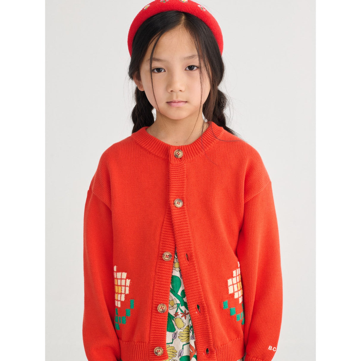 Bobo Choses Red Pixel Daisy Cardigan