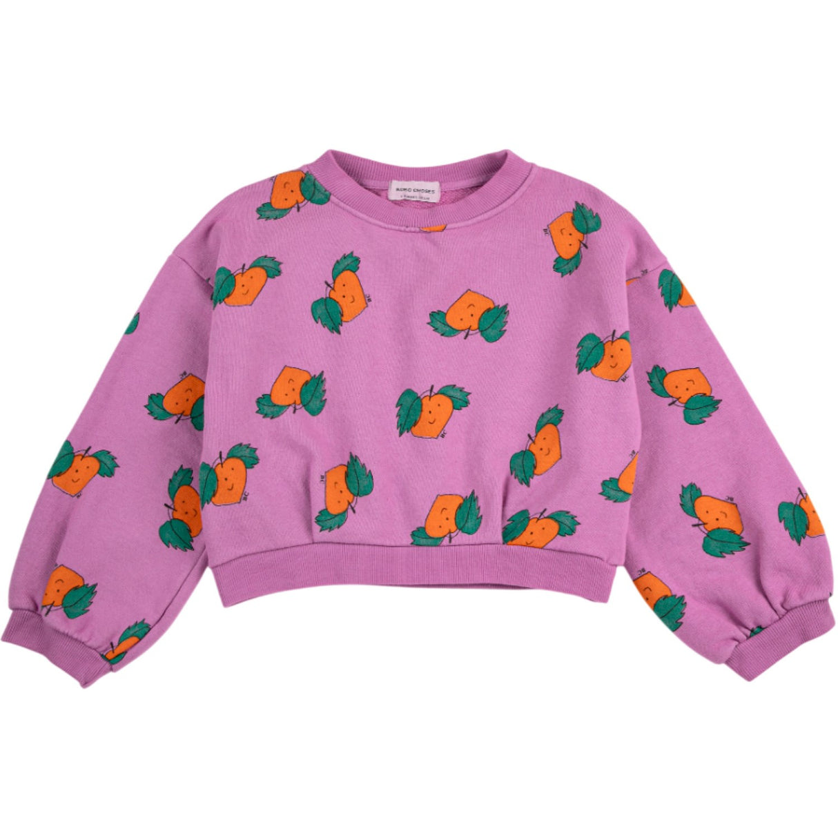 Bobo Choses Purple Tangerine All Över Cropped Sweatshirt