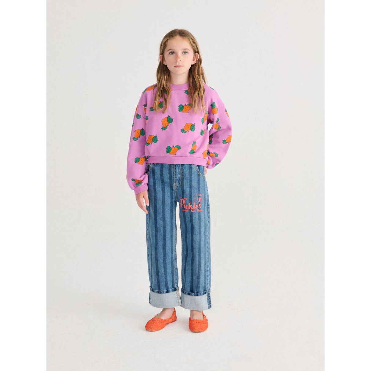 Bobo Choses Purple Tangerine All Över Cropped Sweatshirt
