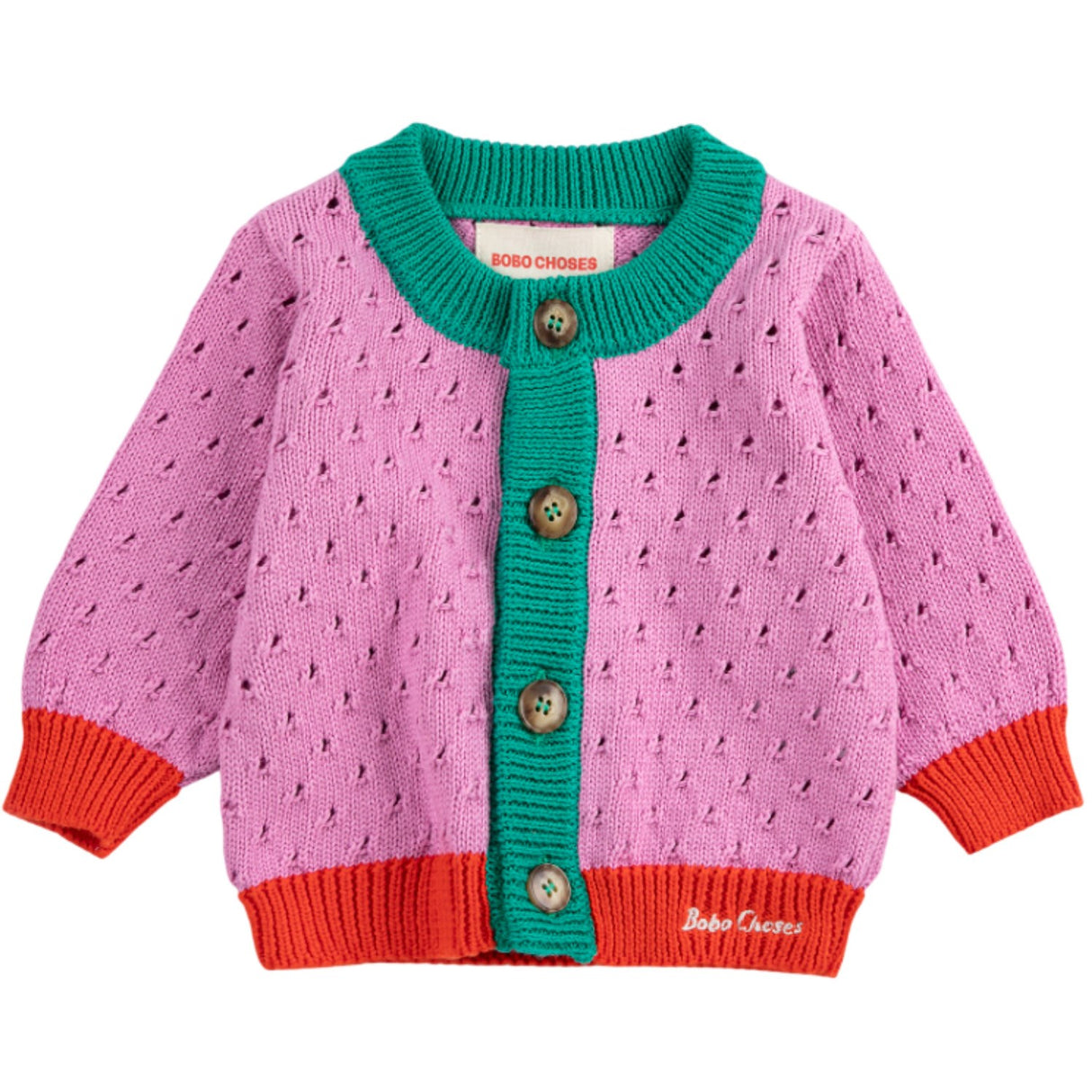 Bobo Choses Multicolor Färg Block Open Work Cardigan
