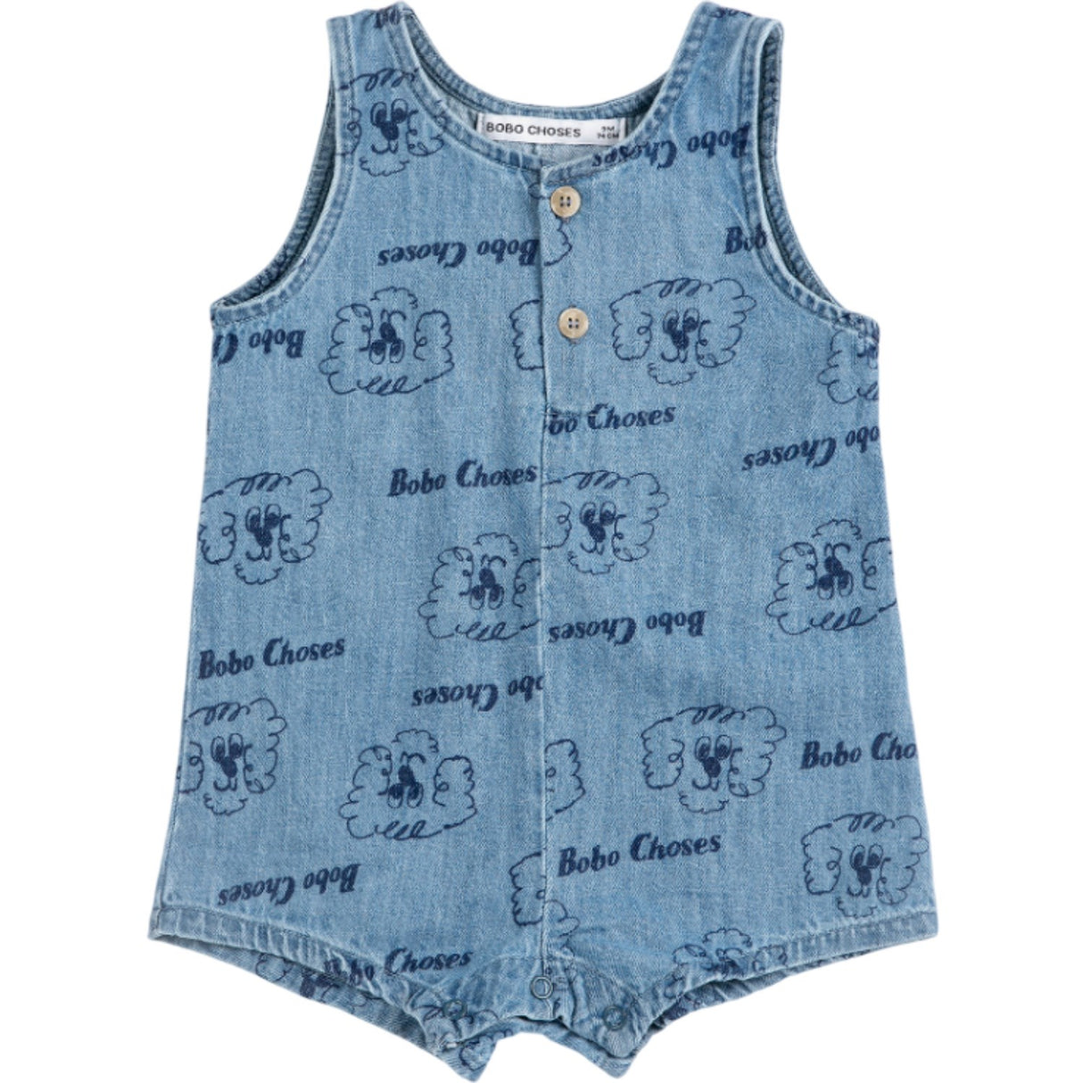 Bobo Choses Light Blue Pickles The Dog All Över Denim Playsuit