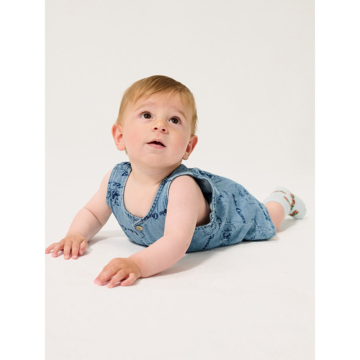 Bobo Choses Light Blue Pickles The Dog All Över Denim Playsuit