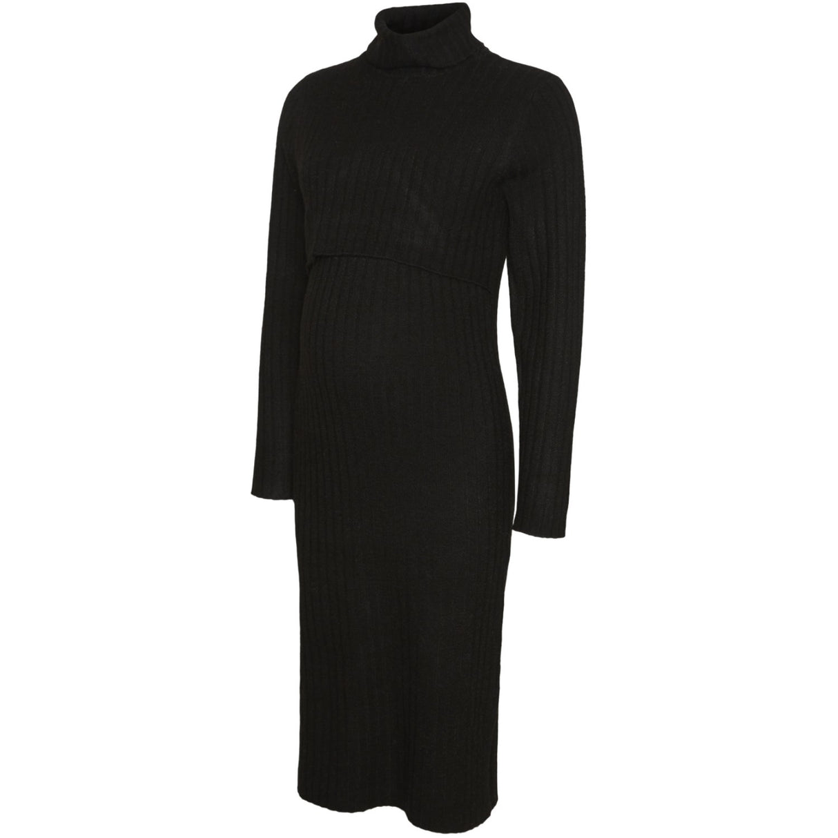 Mama;licious Black Mlsuniva June Ls Stickad Midi Klänning 2F Noos