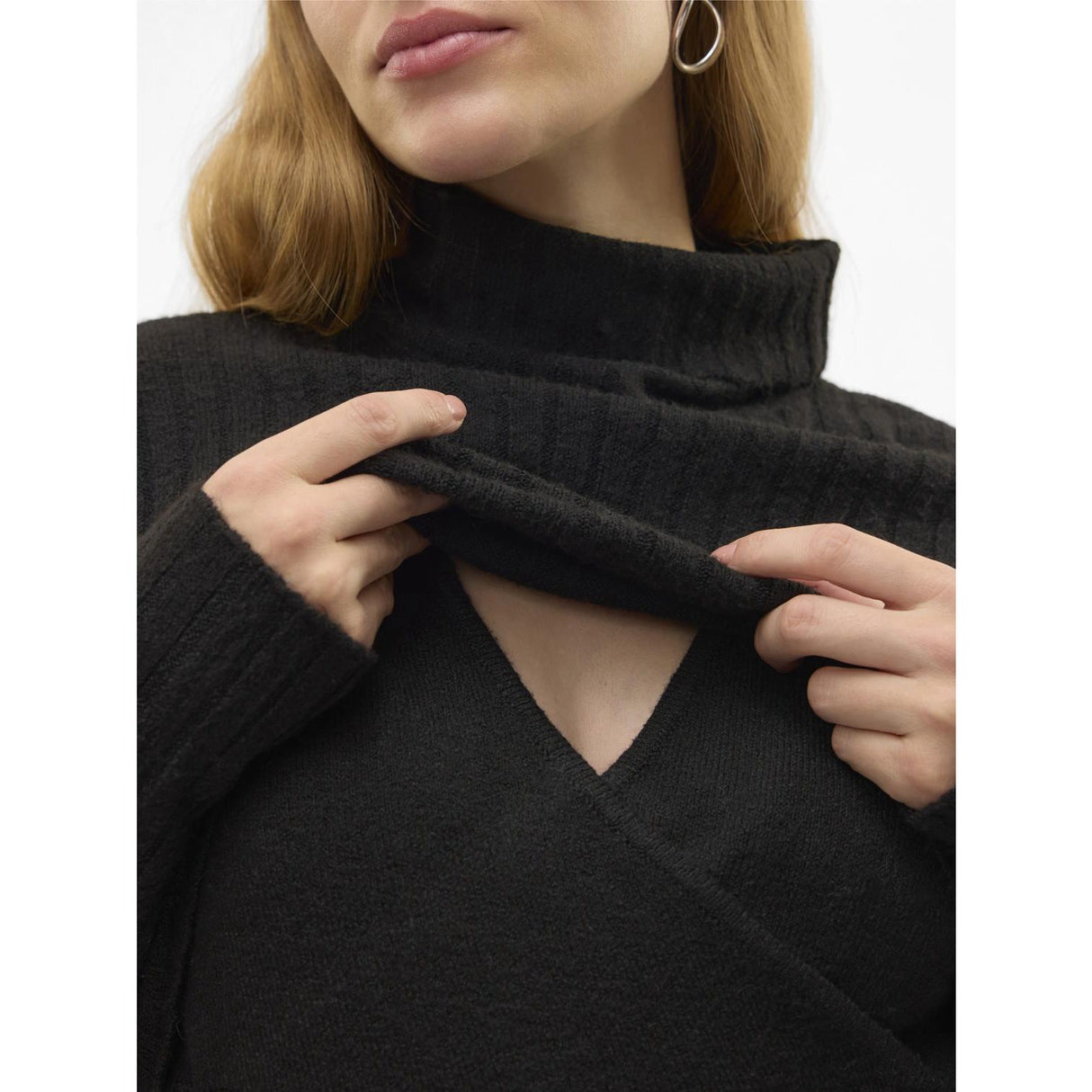 Mama;licious Black Mlsuniva June Ls Stickad Midi Klänning 2F Noos