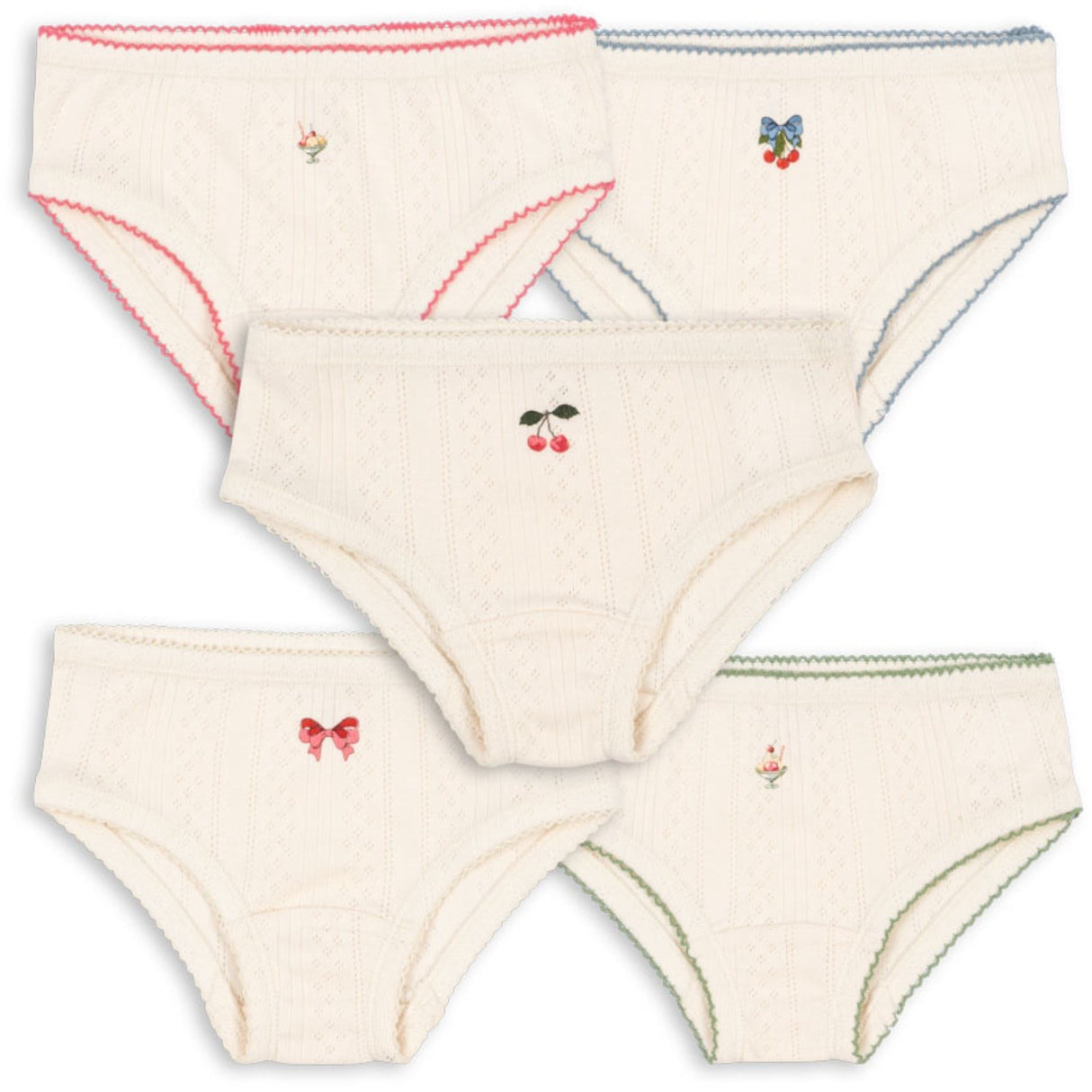 Konges Sløjd Antique White Minna 5 Pack Girl Kalsonger Gots