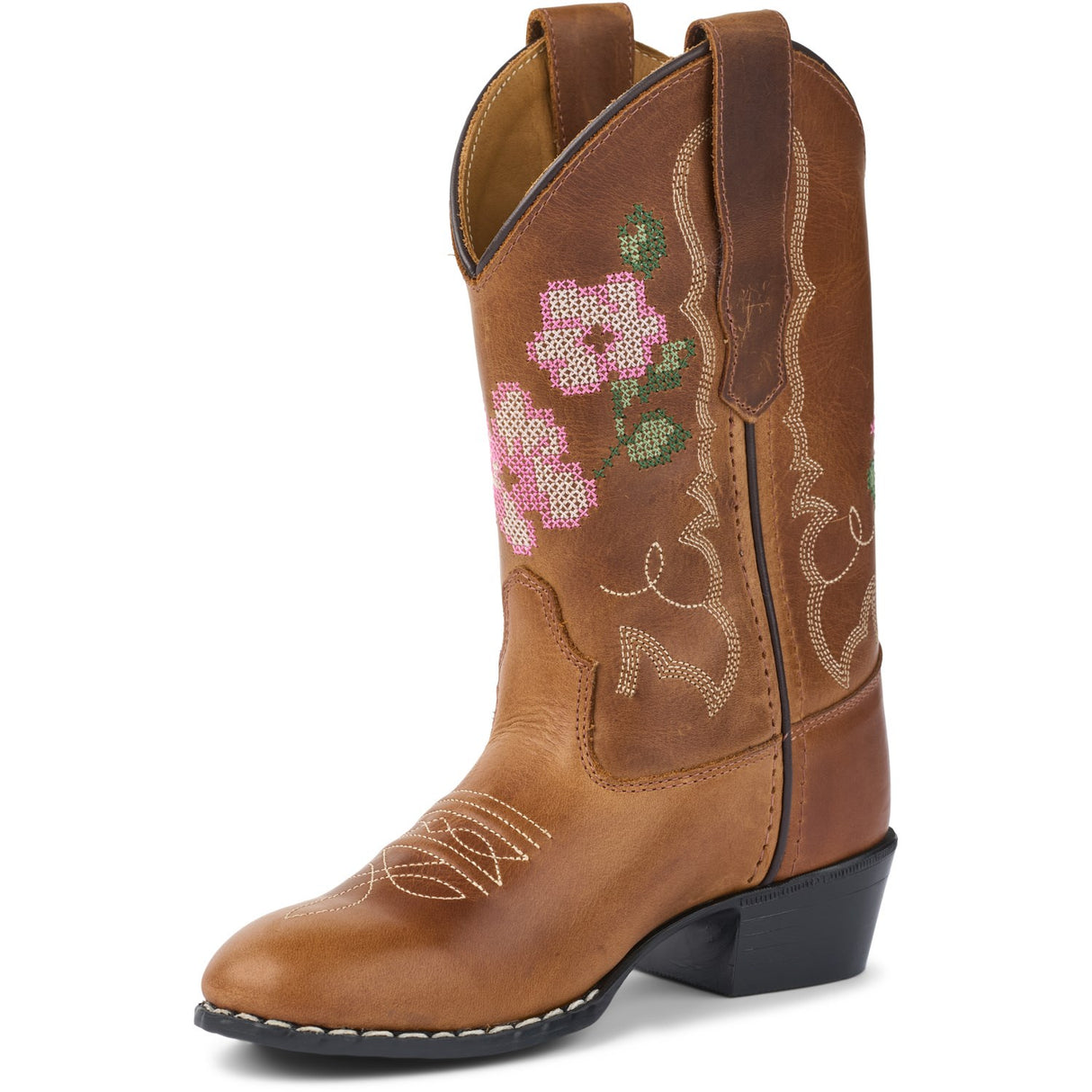 COPENHAGEN COLORS Cognac Leather Limited Cowboy Stövlar High - Brown Flower