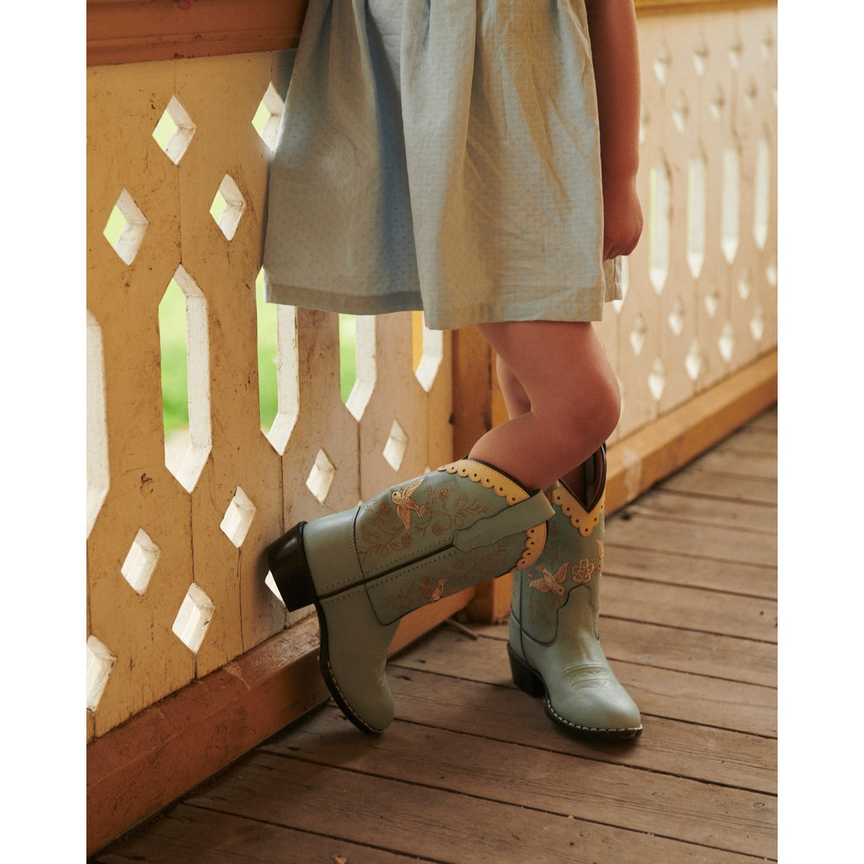 COPENHAGEN COLORS Dusty Blue Leather Limited Cowboy Stövlar High - Dove