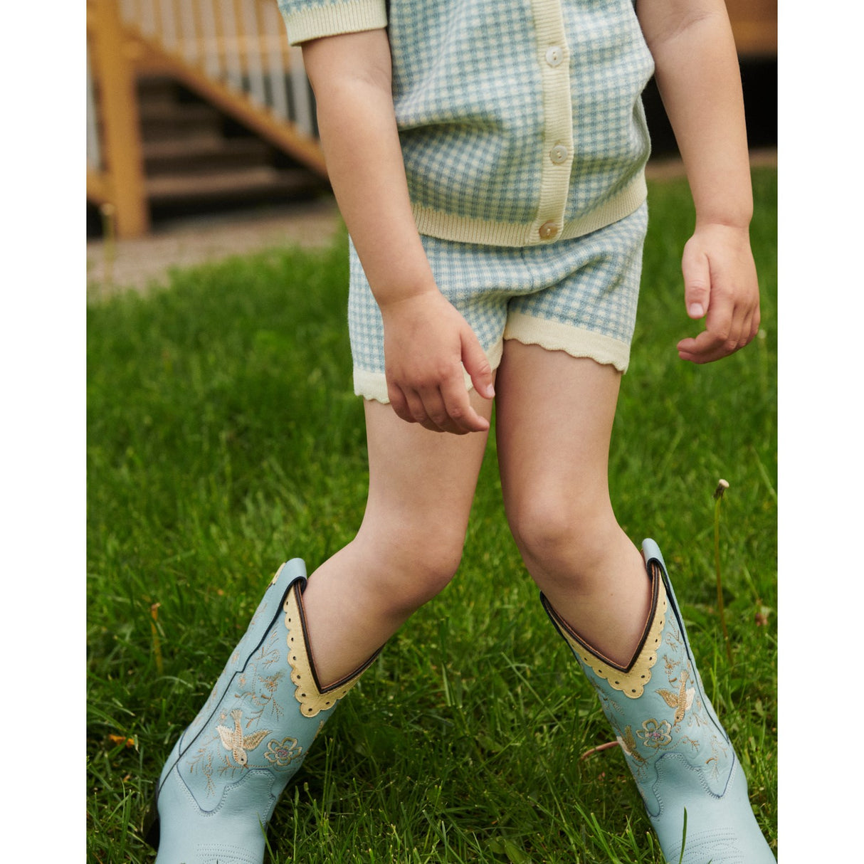 COPENHAGEN COLORS Dusty Blue Leather Limited Cowboy Stövlar High - Dove